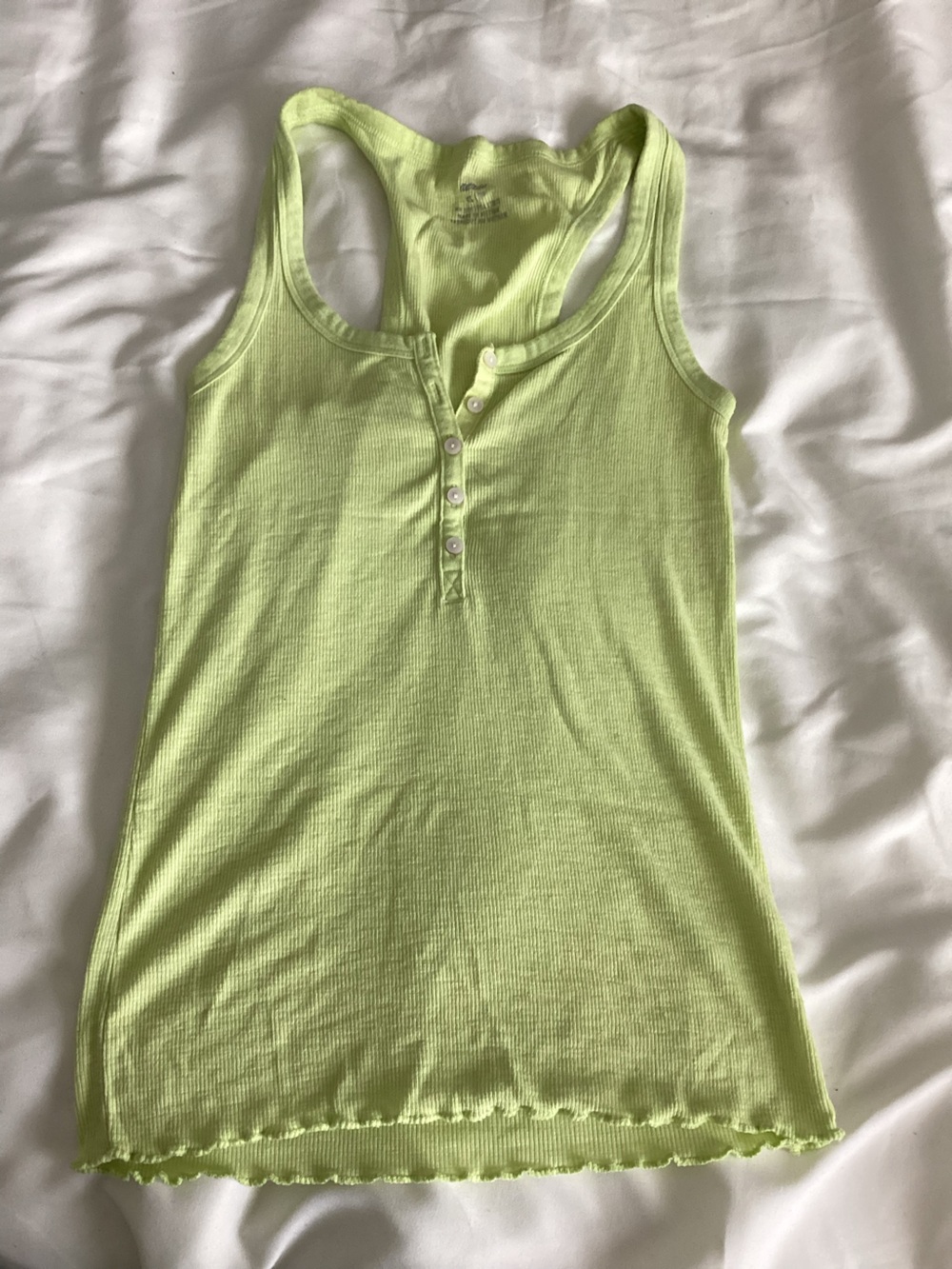 aerie Neon Lime Ribbed Racerback Tank Top